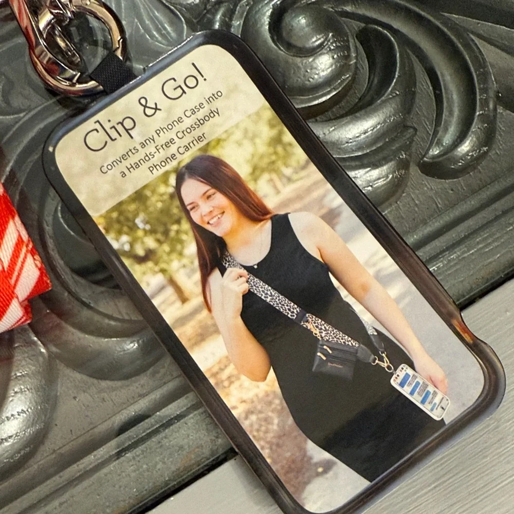 Clip & Go Crossbody Phone Strap Striped Red and White Candy Cane Christmas